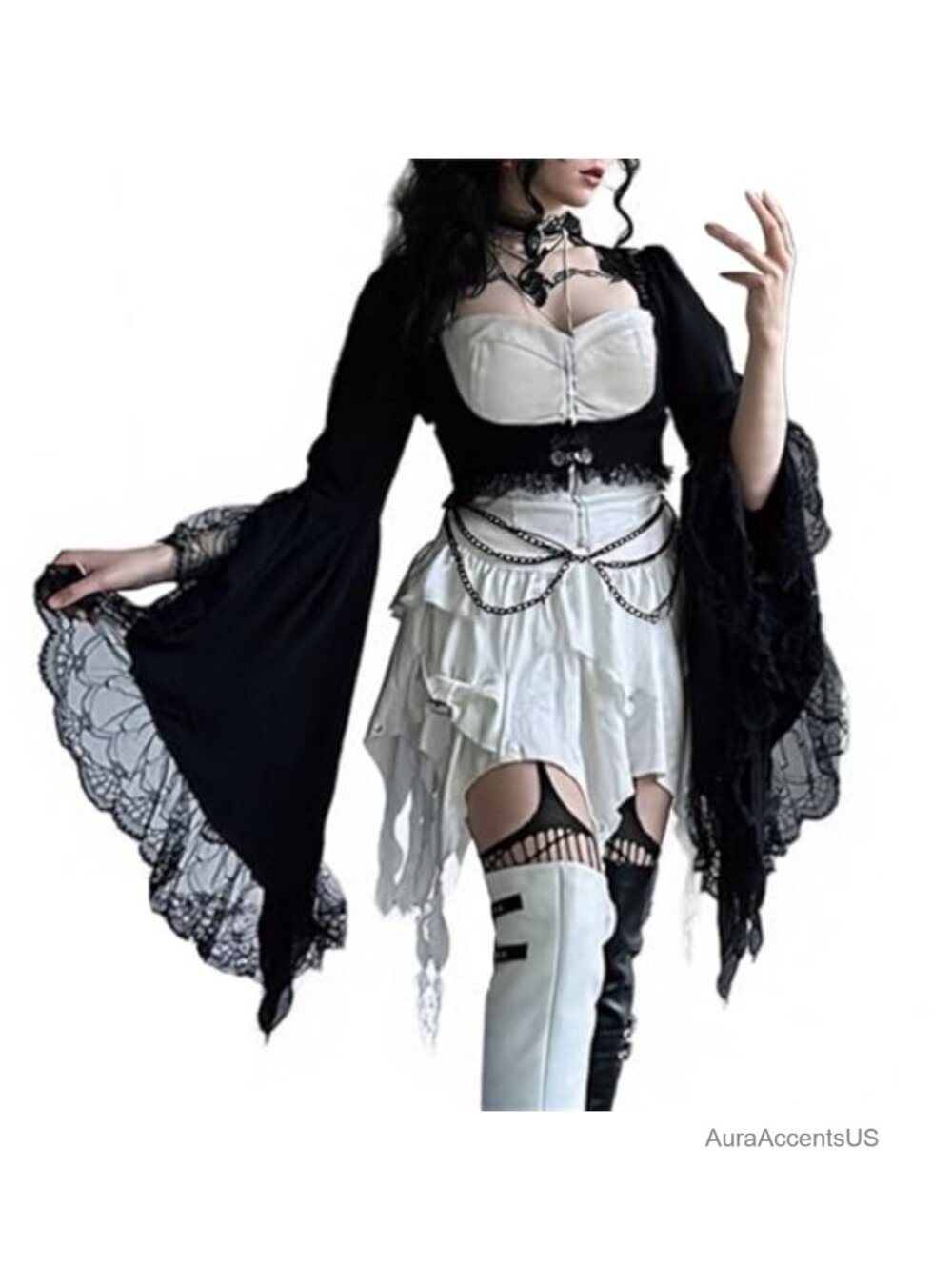 Victorian Lace Trim Cropped Bolero Shrug Top Goth Bridal Layering